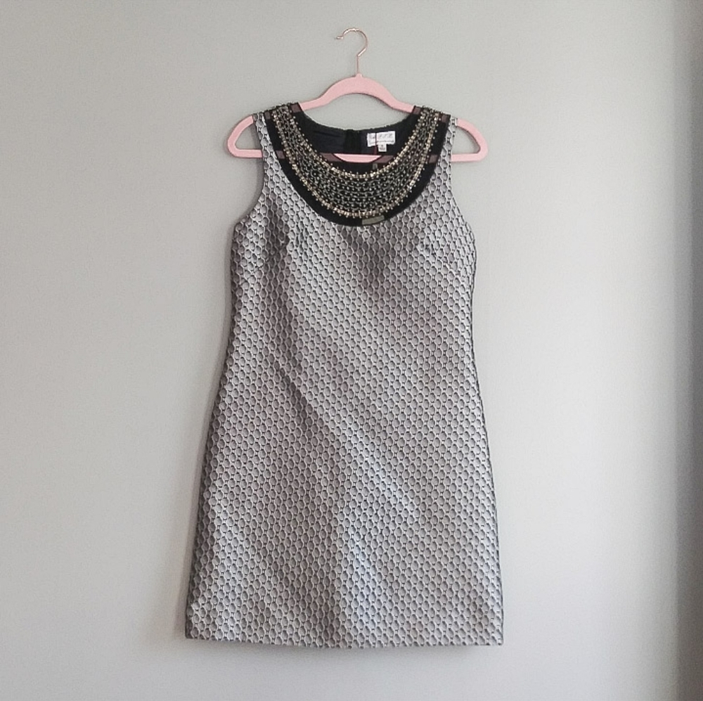 M.S.S.P. Max Studio Specialty Products Metallic Beaded Sequin Collar Dress